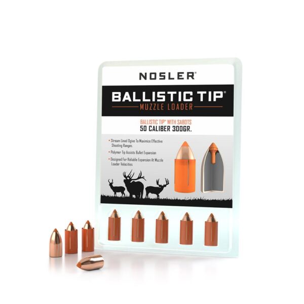 Nosler Ballistic Tip Muzzleloader Bullets .50 cal .458" 300 gr Spitzer 15/ct - Precision Shot Firearms