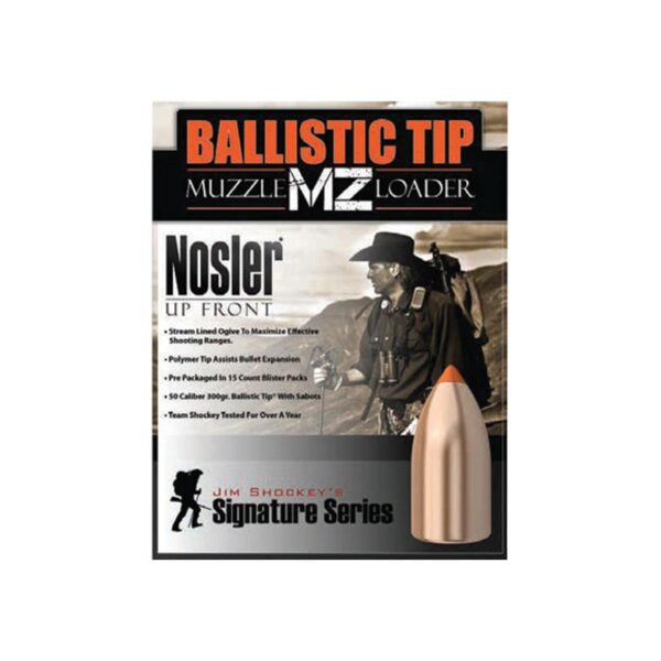 Nosler Ballistic Tip Muzzleloader Bullets .50 cal .458" 300 gr Spitzer 15/ct - Precision Shot Firearms