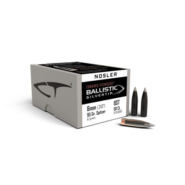 Nosler Ballistic SilverTip Hunting Bullets 6mm .243" 95 gr SBT-BSTIP 50/ct - Precision Shot Firearms