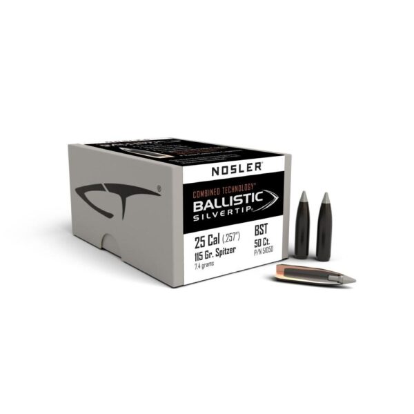 Nosler Ballistic SilverTip Hunting Bullets .25 cal .257" 115 gr SBT-BSTIP 50/ct - Precision Shot Firearms