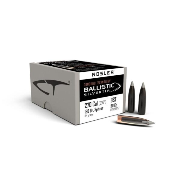 Nosler Ballistic SilverTip Hunting Bullets .270 cal .277" 130 gr SBT-BSTIP 50/ct - Precision Shot Firearms