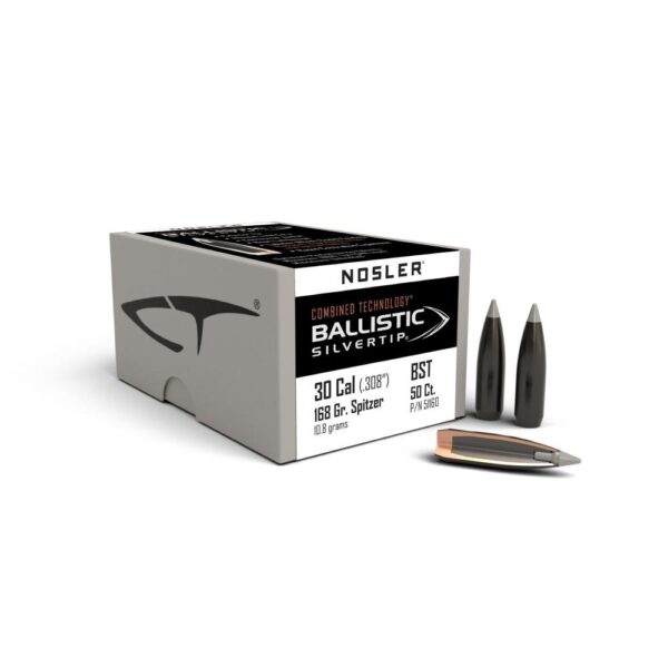 Nosler Ballistic SilverTip Hunting Bullets .30 cal .308"168 gr SBT-BSTIP 50/ct - Precision Shot Firearms