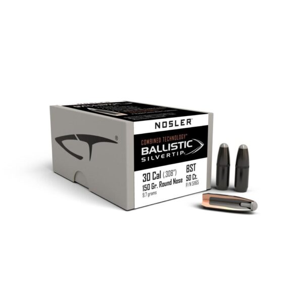 Nosler Ballistic SilverTip Hunting Bullets .30 cal .308" 150 gr RN-SBT-BSTIP 50/ct - Precision Shot Firearms