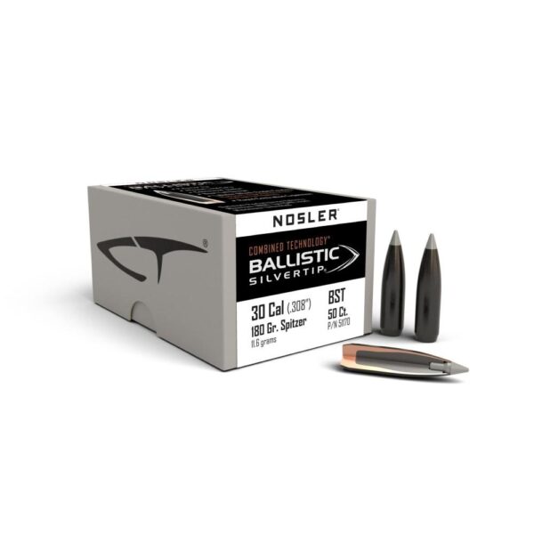 Nosler Ballistic SilverTip Hunting Bullets .30 cal .308" 180 gr SBT-BSTIP 50/ct - Precision Shot Firearms