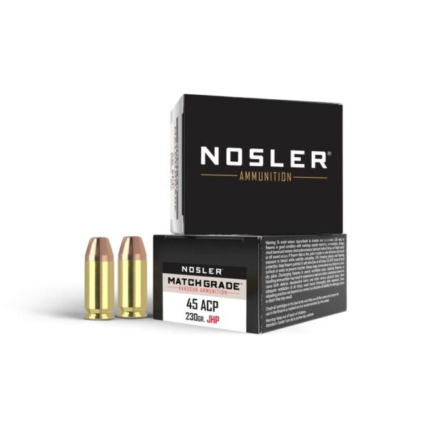 Nosler Match Grade Handgun Ammo .45 ACP 230 gr JHP 20/ct - Precision Shot Firearms