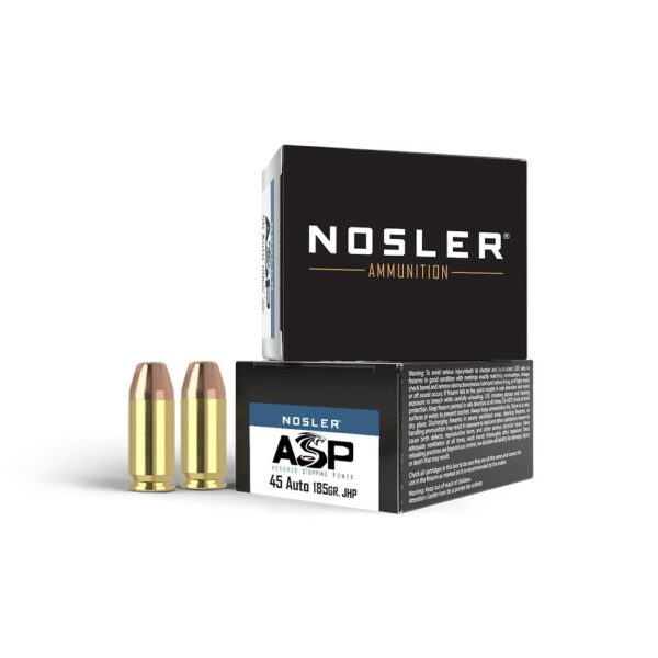 Nosler Match Grade Handgun Ammunition .45 ACP 185 gr JHP 980 fps 20/ct - Precision Shot Firearms