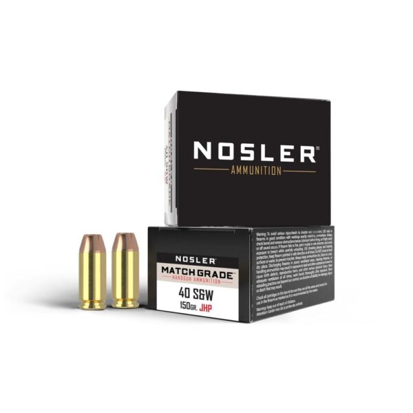 Nosler Match Grade Handgun Ammo .40 S&W 150 gr JHP 20/ct - Precision Shot Firearms