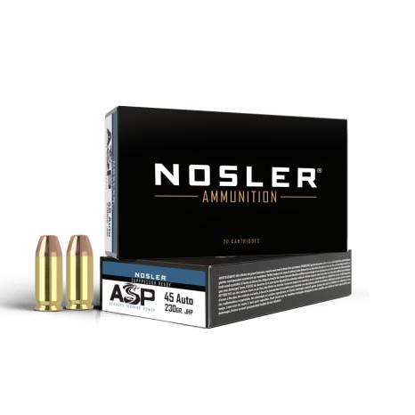 Nosler ASP Suppressor Ready Handgun Ammunition .45 ACP 230gr JHP 850 fps 50/ct - Precision Shot Firearms