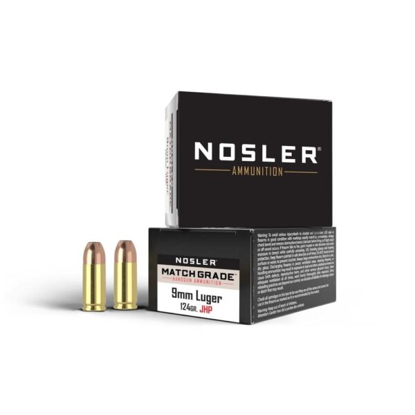 Nosler Match Grade Handgun Ammo 9mm Luger 124 gr JHP 20/ct - Precision Shot Firearms