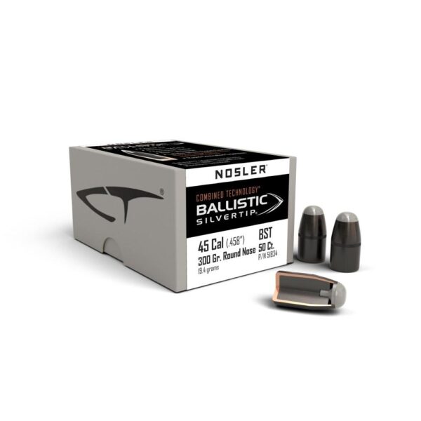 Nosler Ballistic SilverTip Hunting Bullets .45/70 Gov .458" 300 gr RN-SBT-BSTIP 50/ct - Precision Shot Firearms