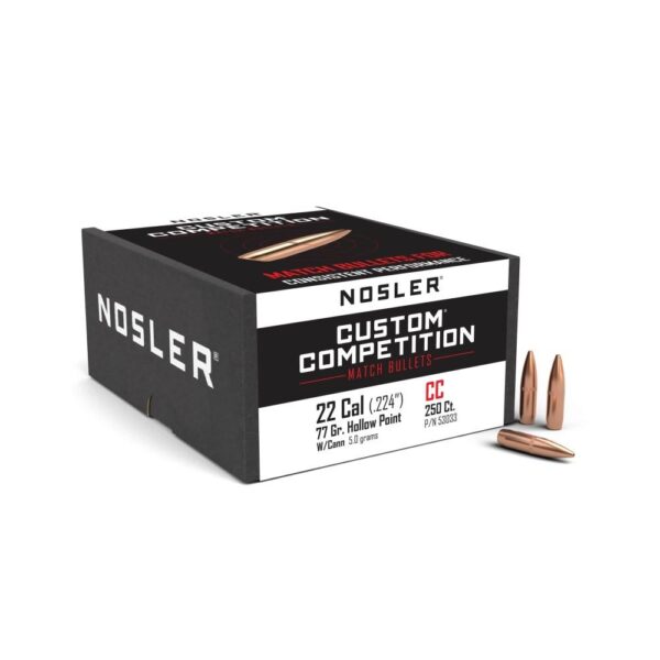 Nosler Custom Competition Bullets .22 cal .224" 77 gr HPBT w CANN 250/ct - Precision Shot Firearms