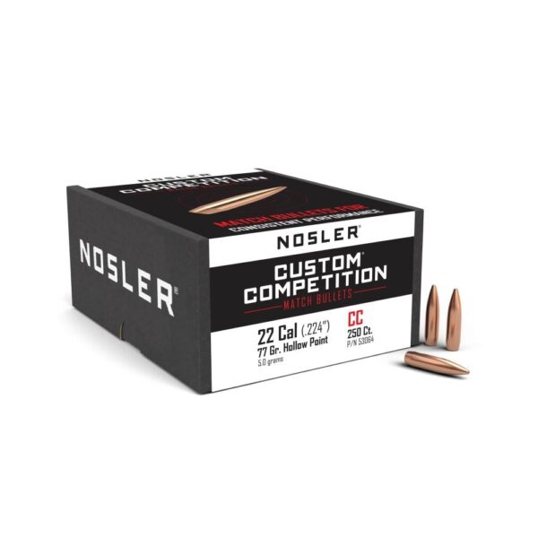 Nosler Custom Competition Bullets .22 cal .224" 77 gr HPBT 250/ct - Precision Shot Firearms