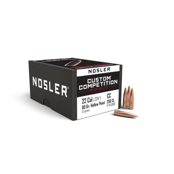 Nosler Custom Competition Bullets .22 cal .224" 80 gr HPBT 250/ct - Precision Shot Firearms