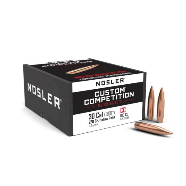Nosler Custom Competition Bullets .30 cal .308" 220 gr HPBT 100/ct - Precision Shot Firearms