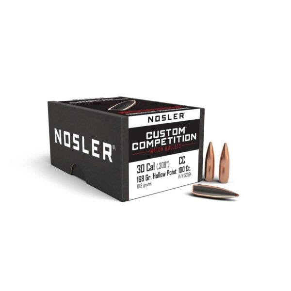 Nosler Custom Competition Bullets .30 cal .308" 168 gr HPBT 100/ct - Precision Shot Firearms