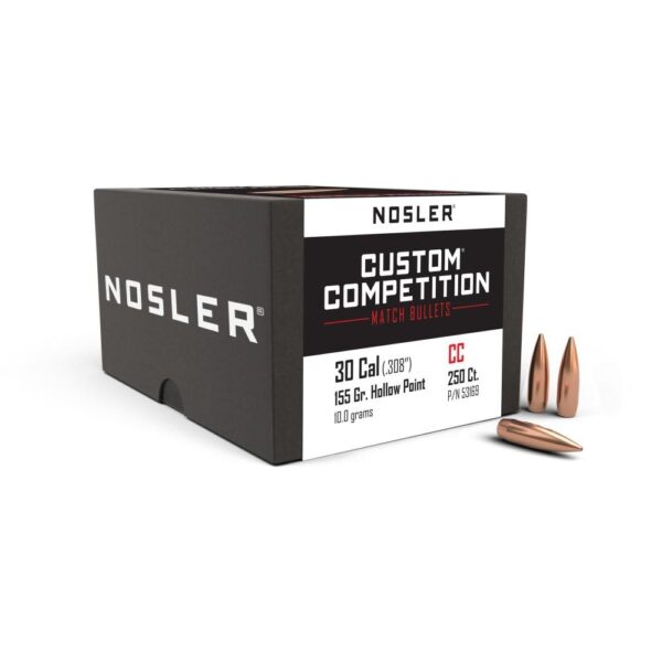 Nosler Custom Competition Bullets .30 cal .308" 155 gr HPBT 250/ct - Precision Shot Firearms