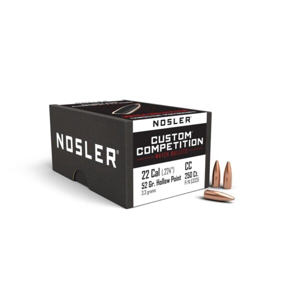 Nosler Custom Competition Bullets .22 cal .224" 52 gr HPBT 250/ct - Precision Shot Firearms