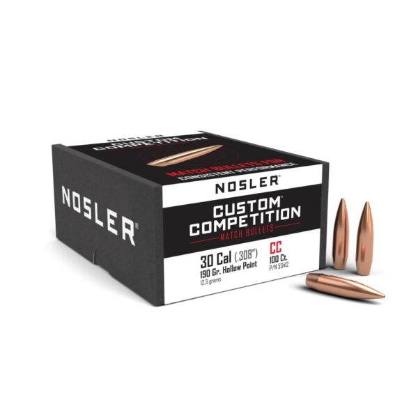 Nosler Custom Competition Bullets .30 cal .308" 190 gr HPBT 100/ct - Precision Shot Firearms