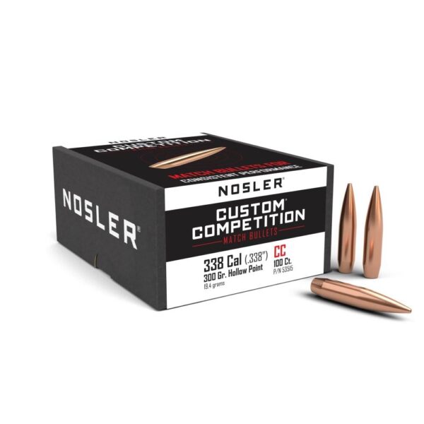 Nosler Custom Competition Bullets .338 cal .338" 300 gr HPBT 100/ct - Precision Shot Firearms