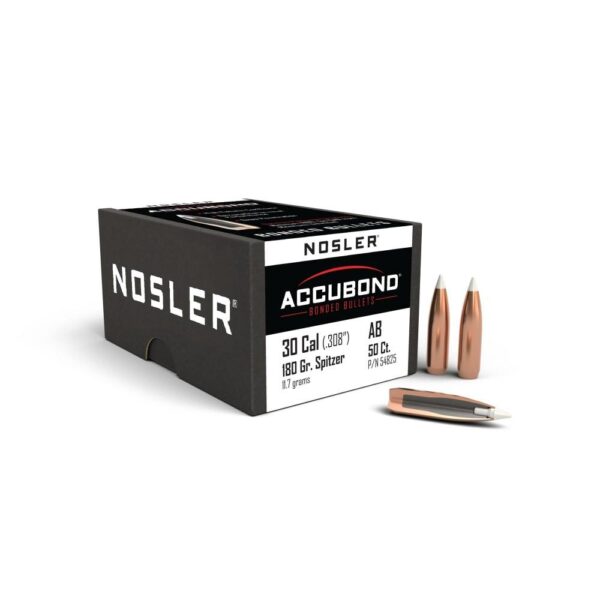 Nosler AccuBond Bullets .30 cal .308" 180 gr SBT-ACB 50/ct - Precision Shot Firearms