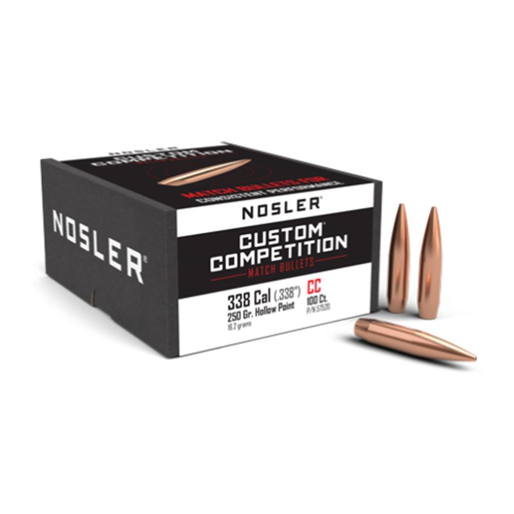 Nosler Custom Competition Rifle Bullets .30 cal .338 250 gr HPBT 100/ct - Precision Shot Firearms