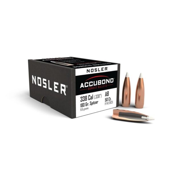Nosler AccuBond Bullets .338 cal .338" 180 gr SBT-ACB 50/ct - Precision Shot Firearms