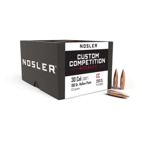 Nosler Custom Competition Bullets .30 cal .308" 190 gr HPBT 250/ct - Precision Shot Firearms