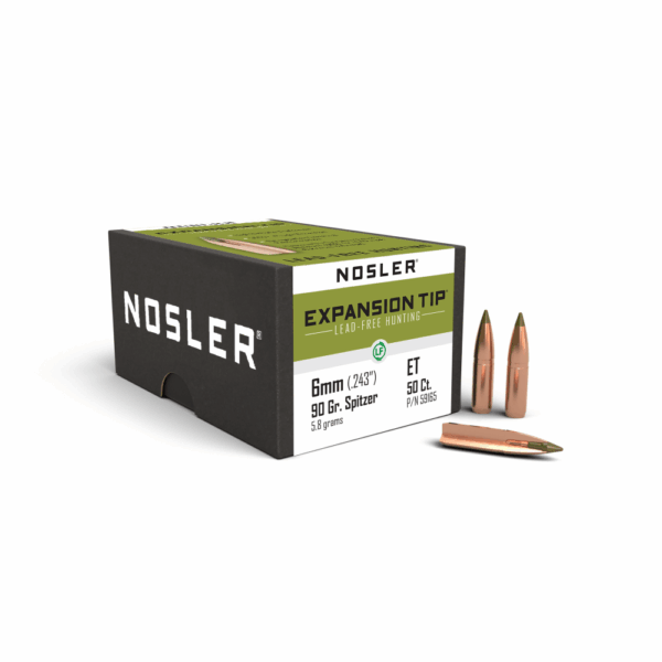 Nosler E-Tip Lead-Free Hunting Bullets .243/6mm .243" 90 gr SPTZ E-TIP 50/ct - Precision Shot Firearms