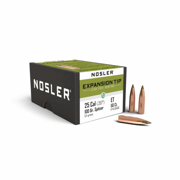 Nosler E-Tip Lead Free Rifle Bullets .25 cal .257" 100 gr SPTZ E-TIP 50/ct - Precision Shot Firearms