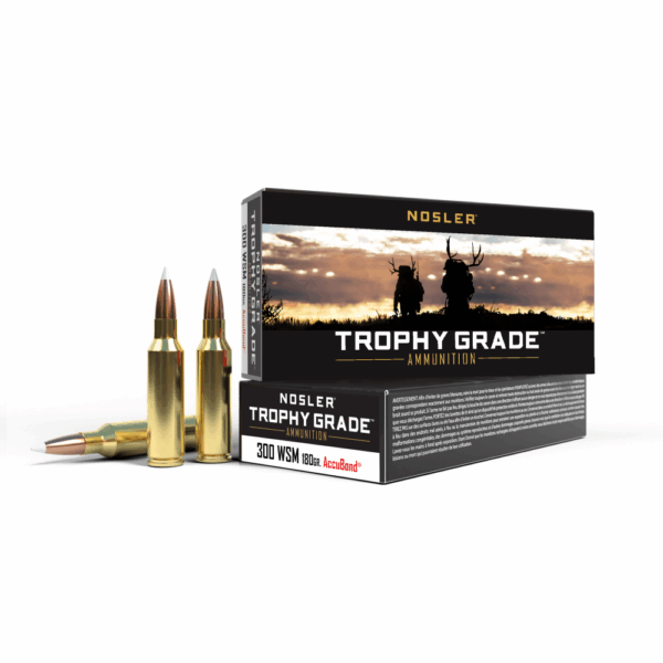 Nosler Trophy Grade Rifle Ammunition .300 WSM 180 gr AB 2950 fps 20/ct - Precision Shot Firearms