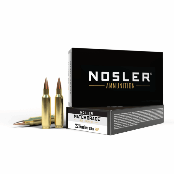 Nosler RDF Match Grade Rifle Ammunition .22 Nosler 85 gr HPBT 3000 fps 20/ct - Precision Shot Firearms