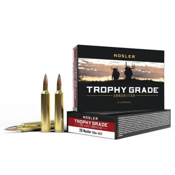 Nosler Ammo Trophy Grade Rifle Ammunition 26 Nosler 150g AB LR 3200 fps SP 20/ct - Precision Shot Firearms