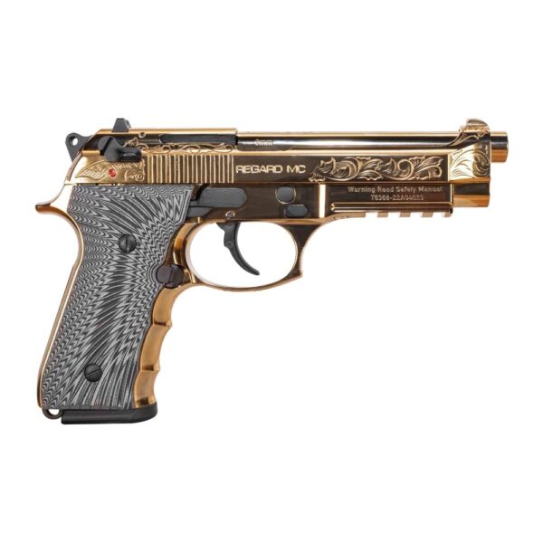 EAA Girsan Regard MC Deluxe Handgun 9mm Luger 18rd Magazine 4.9" Barrel Ambi Safety Engraved Slide/Gold Finish - Precision Shot Firearms