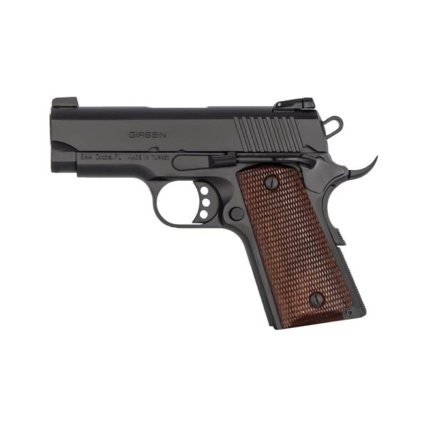 EAA Girsan MC1911 SC Officer Model Handgun 9mm Luger 7rd Magazine 3.4" Barrel Black w/Brown Grips - Precision Shot Firearms