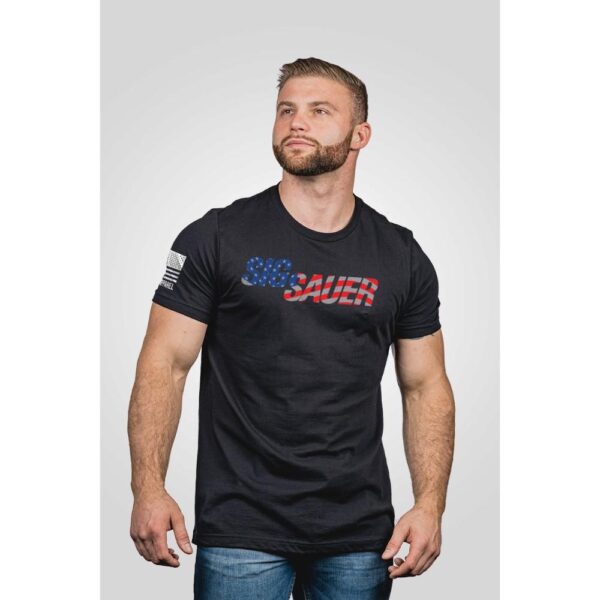 Nine Line Sig Sauer USA Flag Short Sleeve Shirt Black 3XL - Precision Shot Firearms