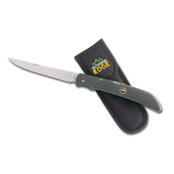 Outdoor Edge Fish & Bone Folding Knife 5" Fillet Blade Green - Precision Shot Firearms