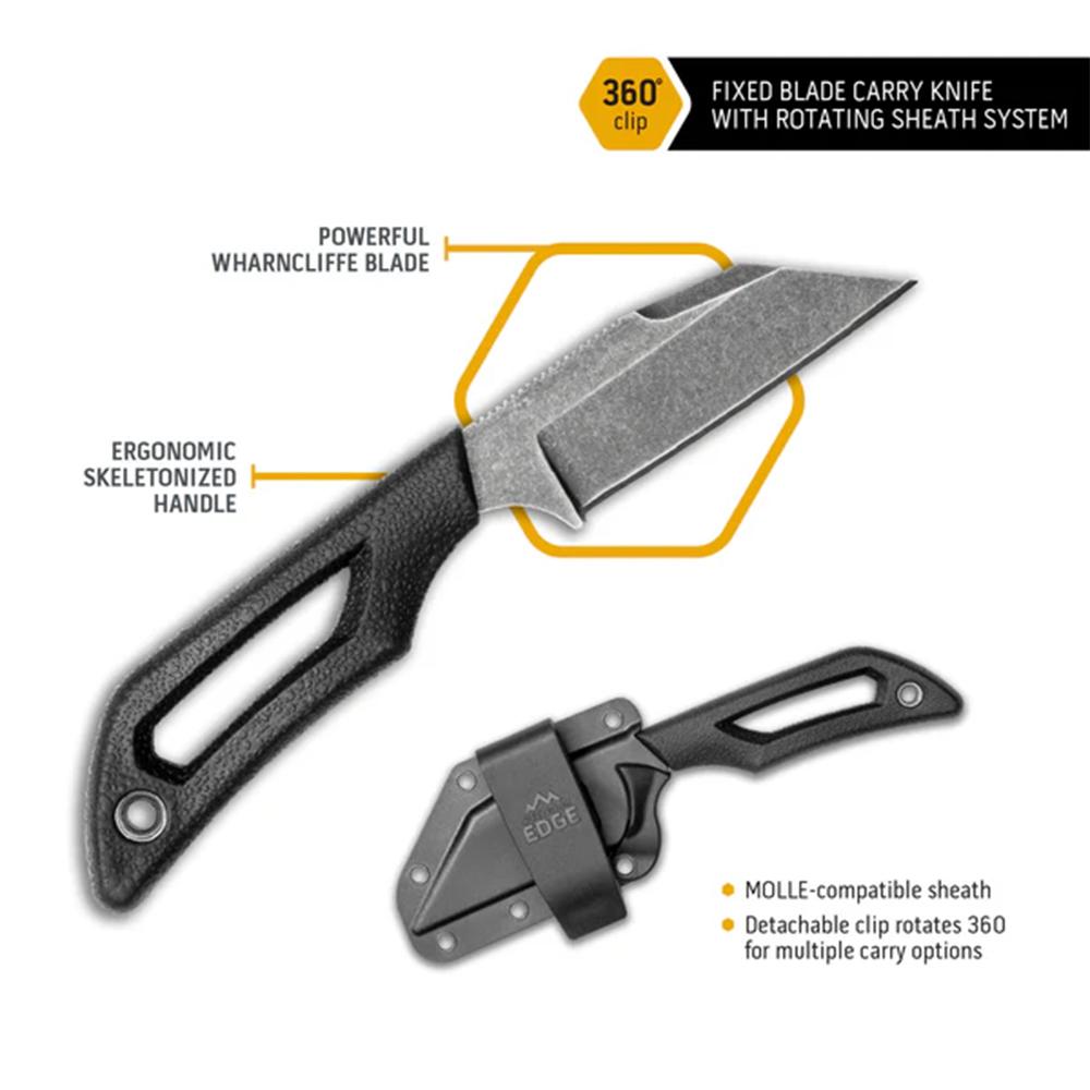 Outdoor Edge Pivot Fixed Knife 2-6/5" Wharncliffe Blade Black - Precision Shot Firearms