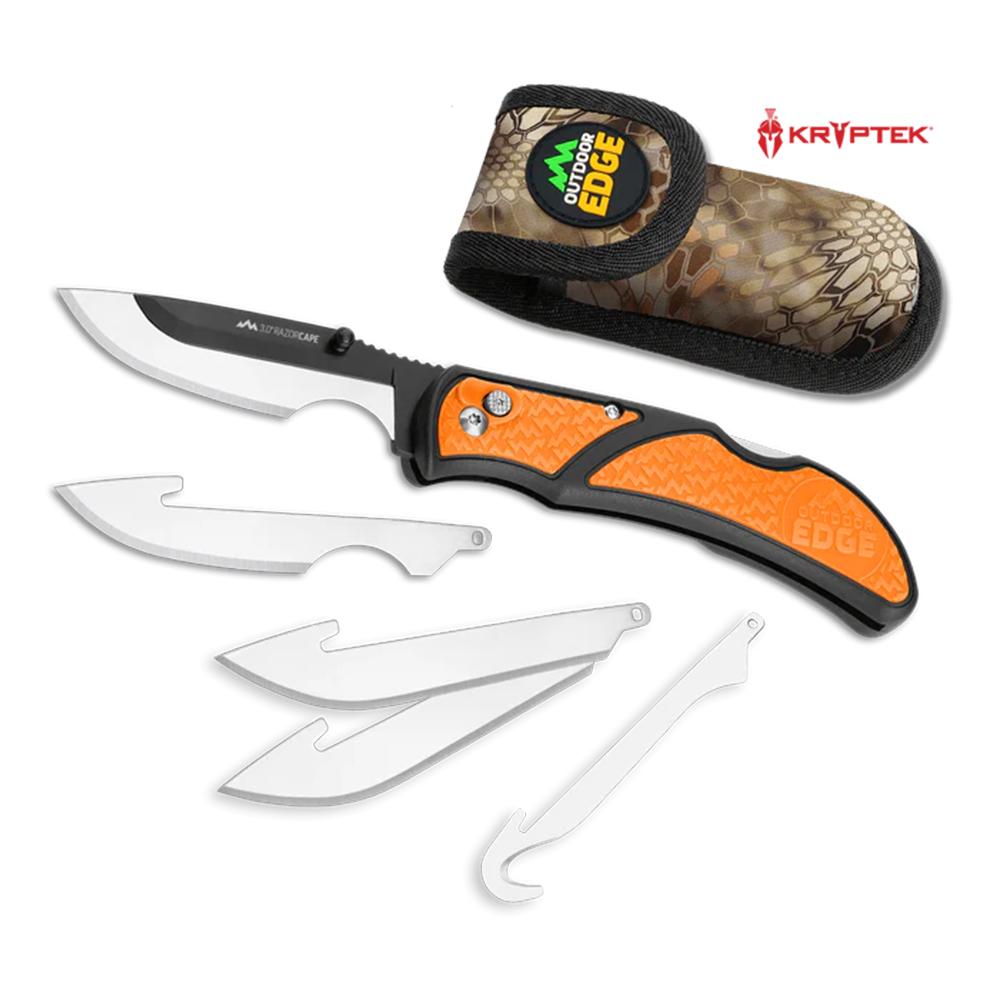 Outdoor Edge RazorCape Folding Knife 3" Drop Point Blades Orange - Precision Shot Firearms