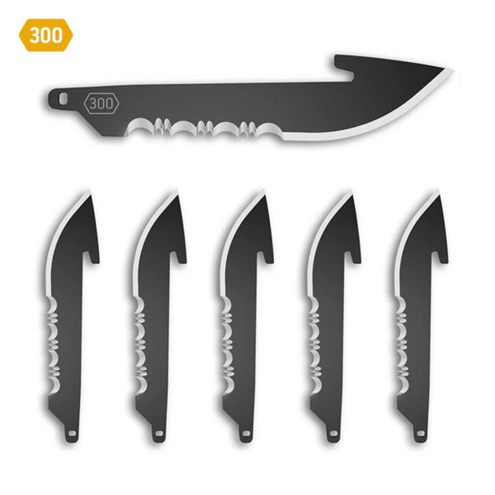 Outdoor Edge 3" Drop Point Blade Pack Half Serration Black 6/ct - Precision Shot Firearms