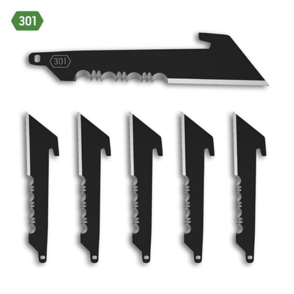 Outdoor Edge 3.0" Utility Blade Pack Half Serration Black 6/ct - Precision Shot Firearms