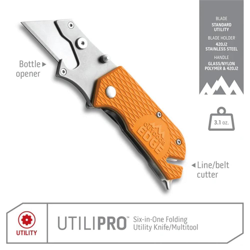 Outdoor Edge UtiliPro Folding Utility Knife & Multi Tool Orange - Precision Shot Firearms