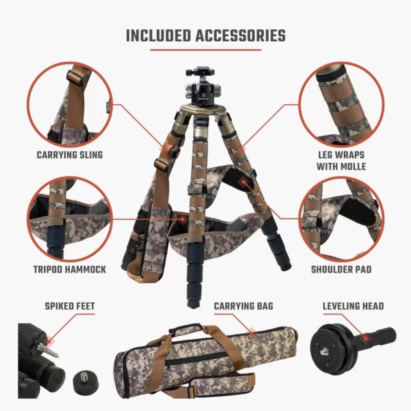 Athlon Midas CF29 Carbon Fiber Tripod 9" - 65" Camo with Soft Sided Carrying Case - Precision Shot Firearms
