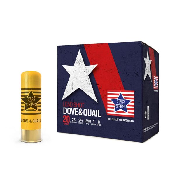 PPU Stars & Stripes Dove & Quail Shotshells 20ga 2-3/4'' 1 oz 1250 fps #8 25/ct - Precision Shot Firearms