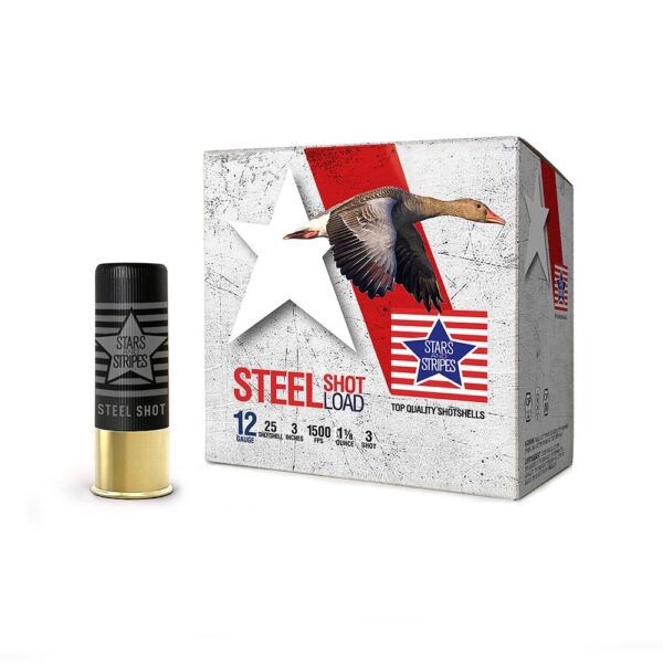 PPU Stars & Stripes Steel Shotshell 12ga 3'' 1-1/8 oz 1500 fps #3 25/ct - Precision Shot Firearms