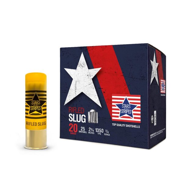 PPU Stars & Stripes Rifled Slug Shotshells 20ga 2-3/4'' 3/4 oz 1350 fps Slug 25/ct - Precision Shot Firearms