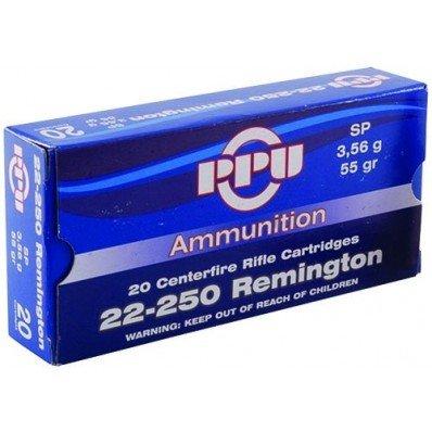 PPU Rifle Ammunition 22-250 Rem 55 gr SP 3680 fps 20/ct - Precision Shot Firearms