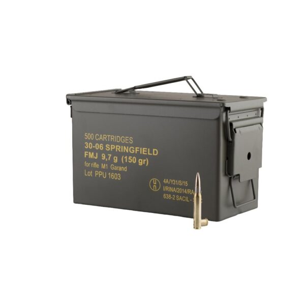 PPU Rifle MC Garand Ammunition .30-06 Springfield 150 gr FMJ 2745 fps 500/ct - Precision Shot Firearms