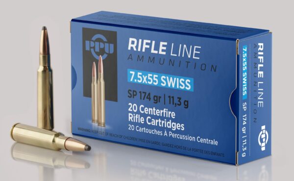 PPU Rifle Ammunition 7.5x55mm Swiss 174 gr SP 2525 fps - 20/ct - Precision Shot Firearms