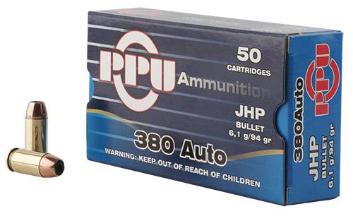 PPU Handgun Ammunition .380 ACP 94 gr JHP 951 fps 951 fps 50/ct - Precision Shot Firearms