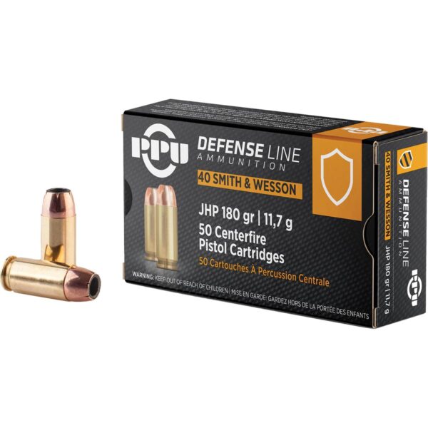 PPU Handgun Ammunition .40 S&W Auto 180 gr JHP 967 fps 50/ct - Precision Shot Firearms